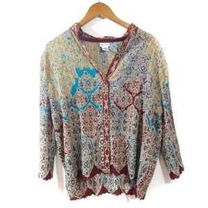 Vintage Nicola Crinkle Broomstick Top Boho Whimsigoth Paisley Oversized